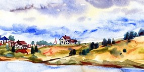 Картина на платно – Акварелно село