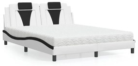3208809 vidaXL Легло Viana без матрак, бяло и черно, 160x200 см, изкуствена кожа