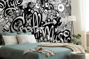 Самозалепващ тапет – Сиви street art графити