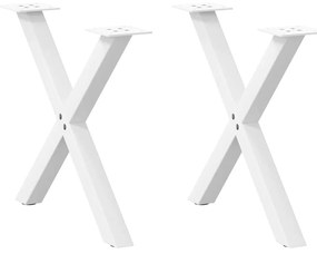 4012897 vidaXL Крака за масичка за кафе, X-образни, 2 бр., бели, 50 x (42-43) см, стомана
