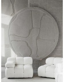 Сив вълнен кръгъл килим ø 160 cm Morphic Organica – Agnella