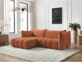 Оранжев ъглов диван от прежда с примки от букле (ляв ъгъл) Azra – Bobochic Paris