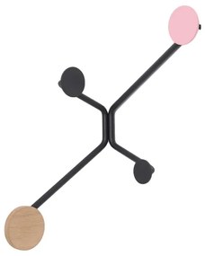 Черна ъглова закачалка за стена с розов детайл Hook - Gazzda