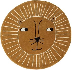 Кафяв детски килим със смес от вълна ø95 cm Lion – OYOY Mini
