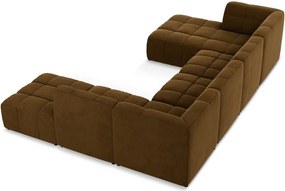 Кадифен ъглов диван в цвят горчица (U форма) Aloha – Makamii