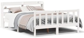 3306571 vidaXL Рамка за легло без матрак, бял, 135x190 см, бор масив