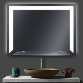 Огледало за баня LED осветление LM Void Lume, ел.отопление, рафт, 800×700mm