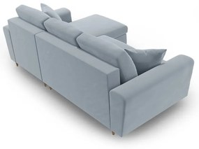 Светлосин кадифен разтегателен ъглов диван с място за съхранение Kyoto – Cosmopolitan Design