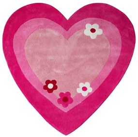 Розов детски килим 100x100 cm Love Heart - Premier Housewares