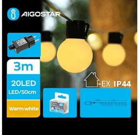 Aigostar - LED външна декоративна гирлянда 20 LED/3 m IP44 топло бяла
