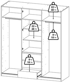 Гардероб от дъбов декор с плъзгащи се врати в естествен цвят 177x200x60 cm Naia – Tvilum