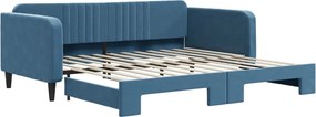 3197069 vidaXL Канапе с изтеглящо разтегателно легло синьо 90x200 см кадифе