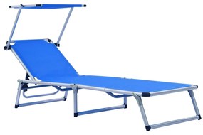 312457 vidaXL 312457  Folding Sun Loungers with Roof 2 pcs Aluminium&Textilene Blue