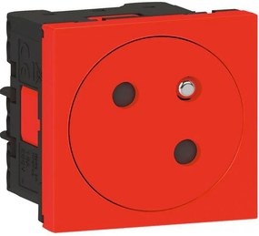 Legrand Контакт ФРЕНСКИ стандарт 45° плосък 2 мод. цвят червен Mosaic - 077118L