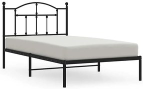 353433 vidaXL Метална рамка за легло с горна табла, черна, 100x190 см