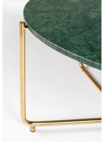 Кръгла масичка за кафе с мраморен плот в зелен и златист цвят ø 70 cm Timpa – White Label