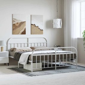 353707 vidaXL Метална рамка за легло с горна и долна табла, бяла, 183x213 см