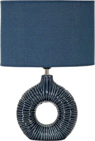 Синя керамична настолна лампа с текстилен абажур (височина 43 cm) Seta – Mauro Ferretti