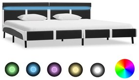 280311 vidaXL Рамка за легло с LED, сива, изкуствена кожа, 180x200 cм