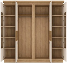 Гардероб Четирикрил Lynx-Естествено-бяло