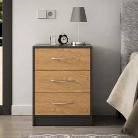 Нощно шкафче Eloise - комплект от 2 части, 3 чекмеджета, 54 × 39 × 28 cm antracitová