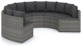 3064895 vidaXL Градински комплект с възглавници, 6 части, полиратан, сив