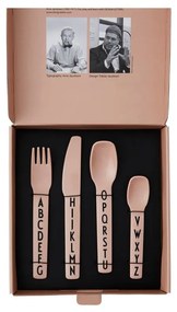 Комплект розови детски прибори за хранене от 4 части - Design Letters