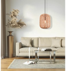 Светлокафяво висящо осветително тяло с текстилен абажур ø 35 cm Runa – Trio