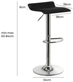 Черни тапицирани бар столове в комплект с регулируема височина 2 бр. (височина на седалката 63 cm) – Casa Selección