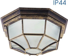 Влагозащитена плафониера BERLIN, ант. месинг, 1xE27