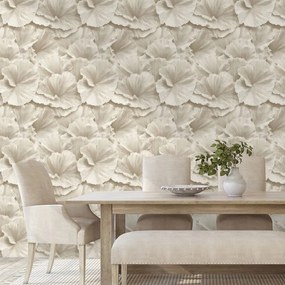 Тапет – Бежови цветя в нежен стил