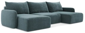 Тюркоазен разтегателен ъглов диван с място за съхранение Kalena – Makamii