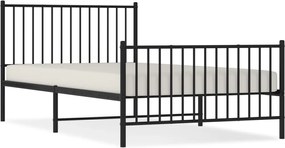 350878 vidaXL Метална рамка за легло с горна и долна табла, черна, 107x203 см