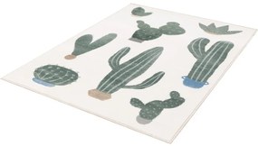 Детски килим в цвят слонова кост и зелено 160x230 cm Cacto Malachite – FD