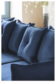 Тъмносин ъглов разтегателен диван от велур (променлив) Lazy Lukka - Miuform