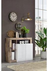 Комод LENOR бял/кафяв