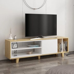 Масичка за телевизор от бял/естествен дъб 160x49 cm Rosmar - Kalune Design