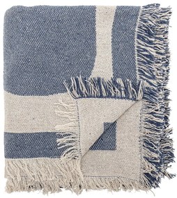 Синьо /бежово одеяло от рециклиран памук 130x160 cm Ethan – Bloomingville
