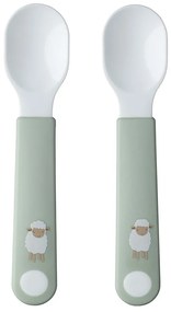Пластмасови бебешки лъжички в бяло и светлорозово в комплект от 2 броя Little farm – Mepal