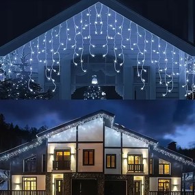 Коледно външно LED осветление, студено бяло IP44 200 LED/9,5 m