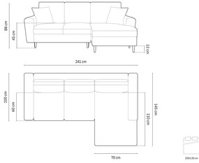 Бежов разтегателен ъглов диван с място за съхранение от прежда с примки от букле (десен ъгъл) Kyoto – Cosmopolitan Design