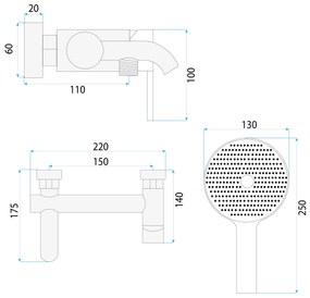 Смесител за вана Rea FOSTER Gold  Brush