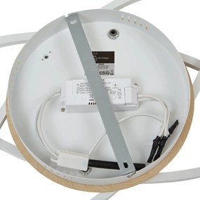 Таванна лампа бяла с дърво, включваща LED 3-степенно димиране 2-лампи - Kane