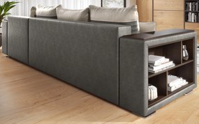 Разтегателен ъглов диван с подлакътник етажерка Мелвин