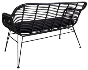 Черен градински диван от изкуствен ратан Trieste - House Nordic