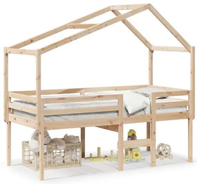3282055 vidaXL Високо легло с покрив, 80x200 см, борово дърво масив