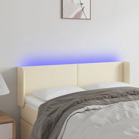3123048 vidaXL LED горна табла за легло, кремава, 147x16x78/88 см