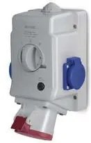 Scame Промишлен комбиниран контакт с реверсивен ключ 3P+N+Е 32A + 2 х шуко IP54 I 0 II серия Optima Comb - 513.3257-2DFR