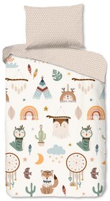 Бежово единично памучно детско спално бельо 140x200 cm Remi – Good Morning