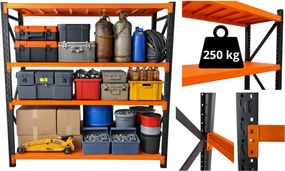 Метален стелаж за склад, гараж и работилница - 1 000 кг, 4 рафта 200X200X60